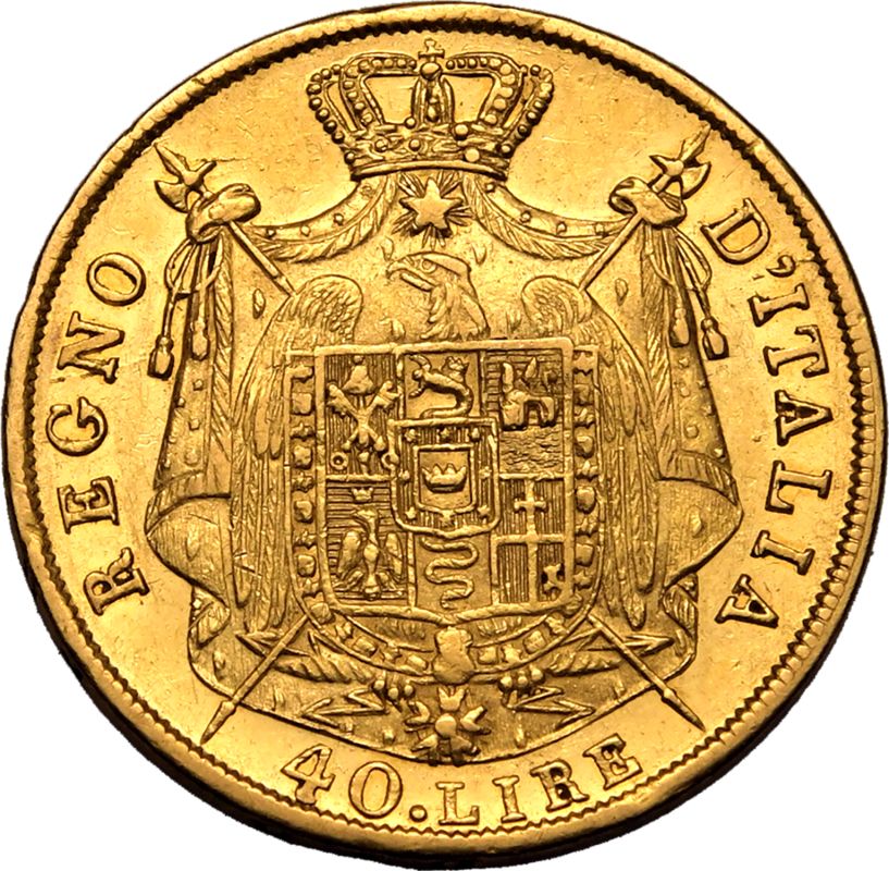 Italy: Napoleonic Kingdom 1809 M Gold 40 Lire (40) Napoleon I - Image 3 of 3