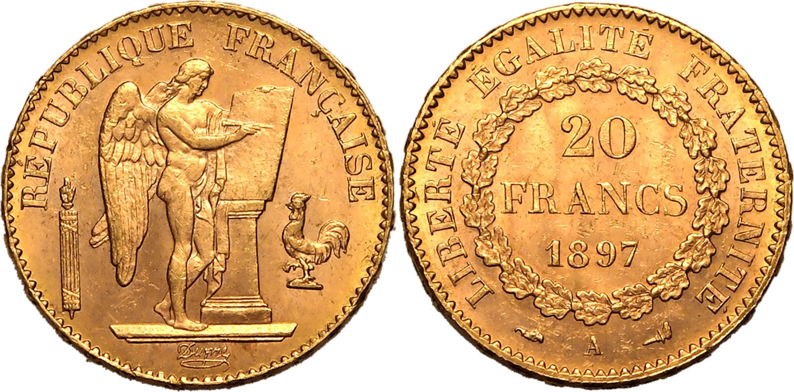 France Third Republic 1897 A Gold 20 Francs