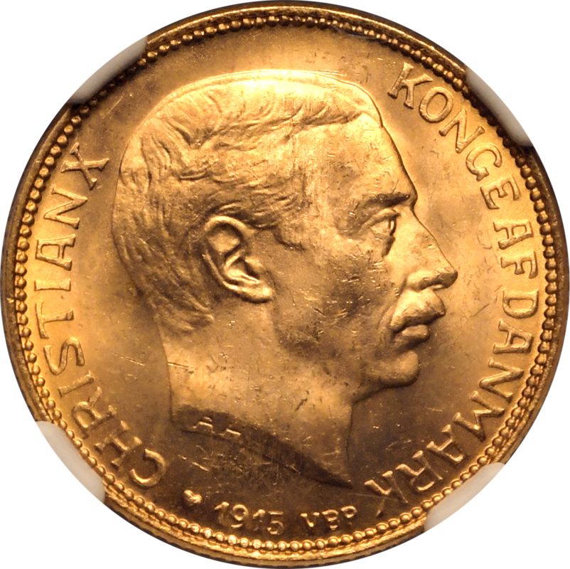 Denmark Christian X 1915 AH Gold 20 Kroner NGC MS 65 - Bild 2 aus 7
