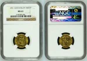 Czechoslovakia First Republic (1918-1938) 1931 Gold 1 Ducat without serial numbers NGC MS 63
