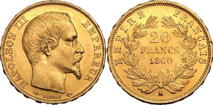 France Napoleon III 1860 A Gold 20 Francs