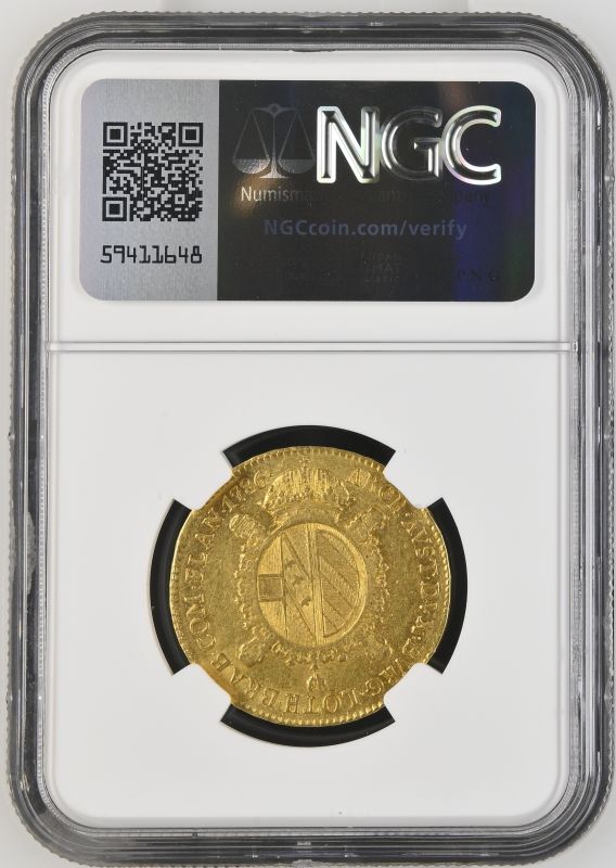 Italy: Milan 1786 M Gold 1 Sovrano (45/6) Joseph II NGC AU Details - Image 3 of 3