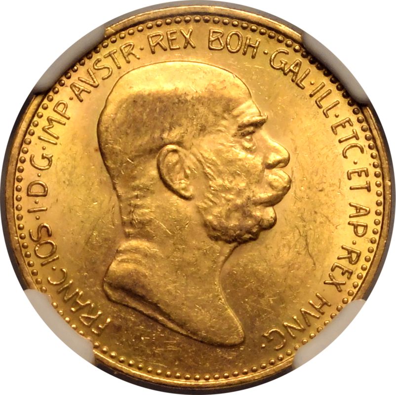 Austria: Habsburg Franz Joseph I 1908 Gold 20 Corona NGC MS 62 - Image 2 of 7