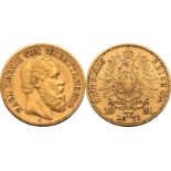 Germany: Württemberg 1873 F Gold 10 Mark Karl I