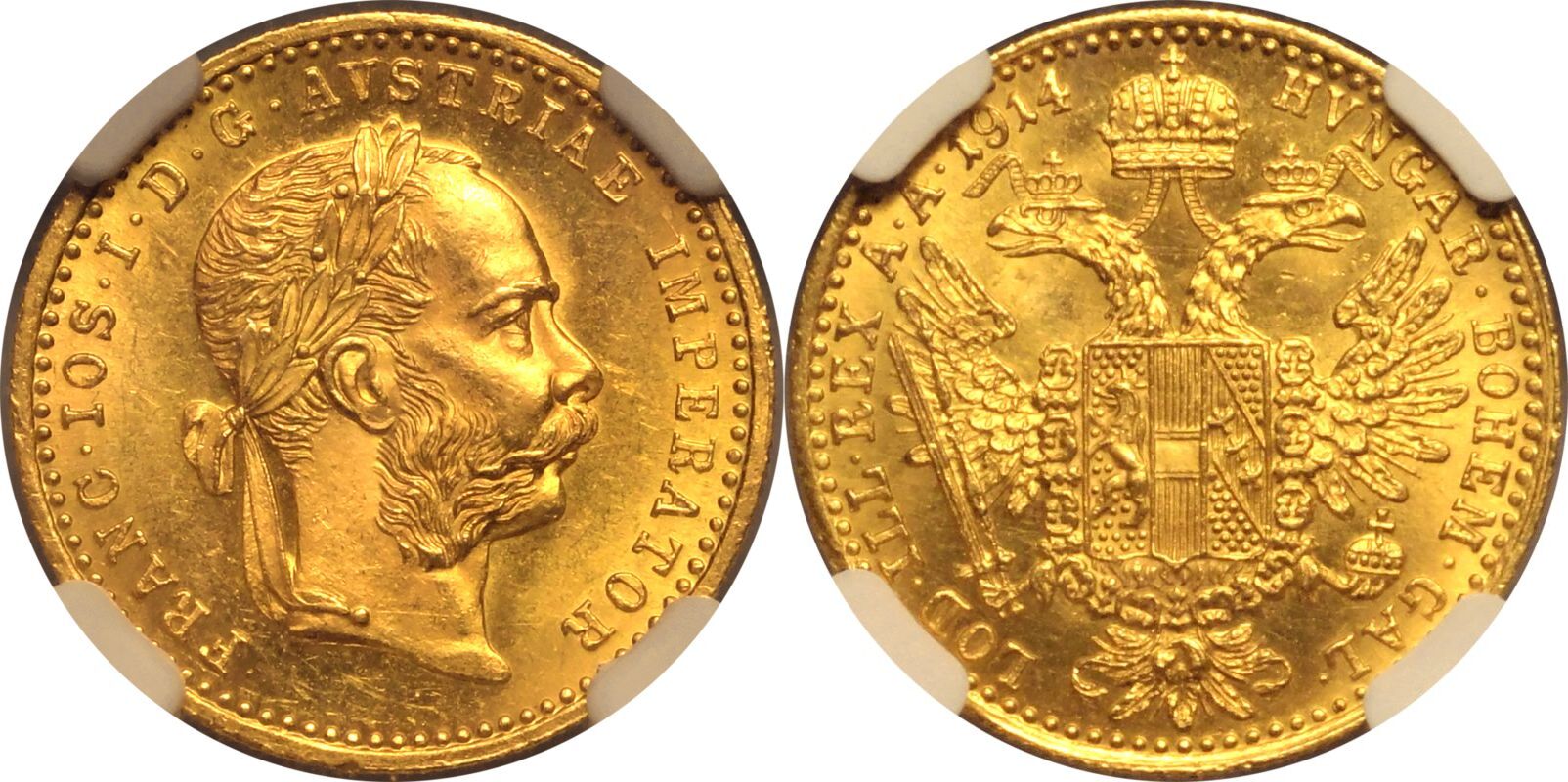 Austria: Habsburg Franz Joseph I 1914 Gold 1 Ducat NGC MS 65