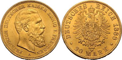 Germany: Prussia Friedrich III 1888 A Gold 20 Mark