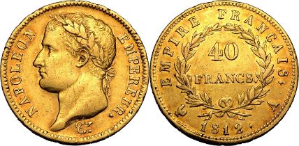 France Napoleon I 1812 A Gold 40 Francs
