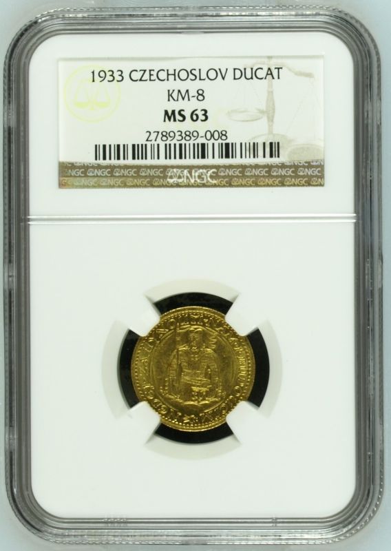 Czechoslovakia First Republic (1918-1938) 1933 Gold 1 Ducat without serial numbers NGC MS 63 - Image 2 of 3