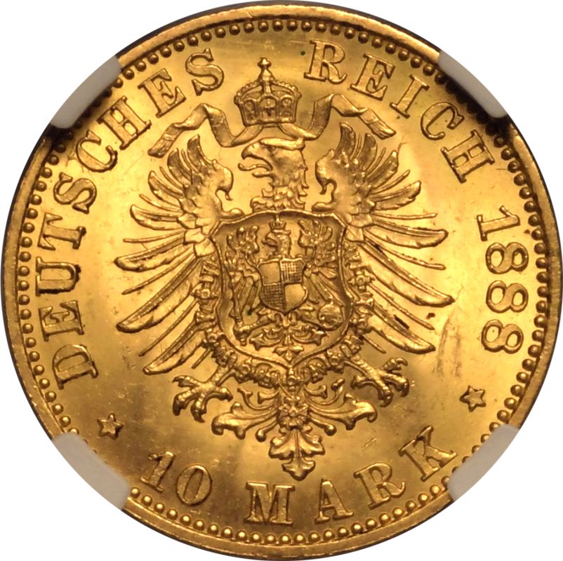 Germany: Prussia 1888 A Gold 10 Mark Friedrich III NGC MS 65 - Image 3 of 7