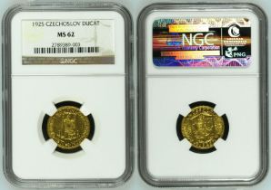 Czechoslovakia First Republic (1918-1938) 1925 Gold 1 Ducat without serial numbers NGC MS 62