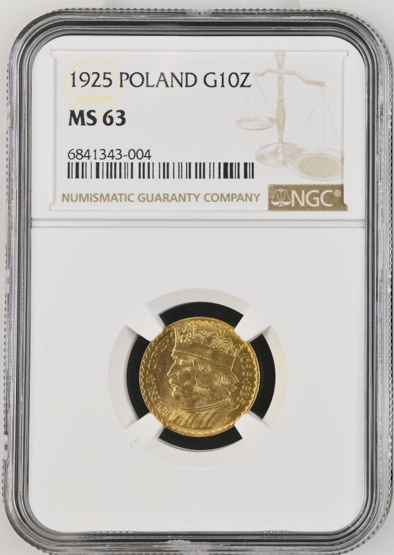 Poland Republic 1925 Gold 10 Zlotych Boleslaw Chrobry NGC MS 63 - Image 2 of 3