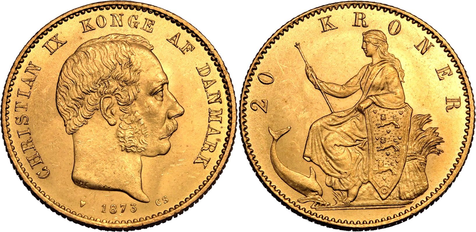 Denmark Christian IX 1873 CS Gold 20 Kroner