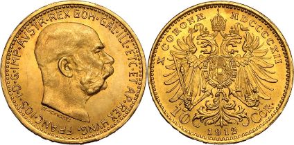 Austria: Habsburg Franz Joseph I 1912 Gold 10 Corona