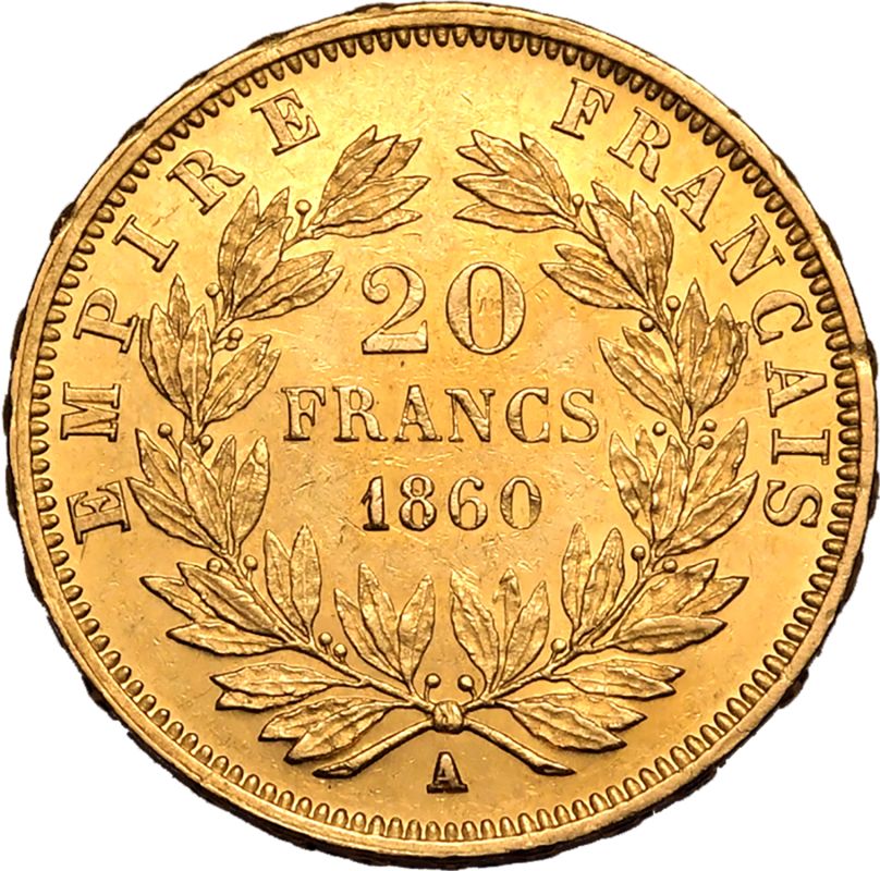 France Napoleon III 1860 A Gold 20 Francs - Image 3 of 3