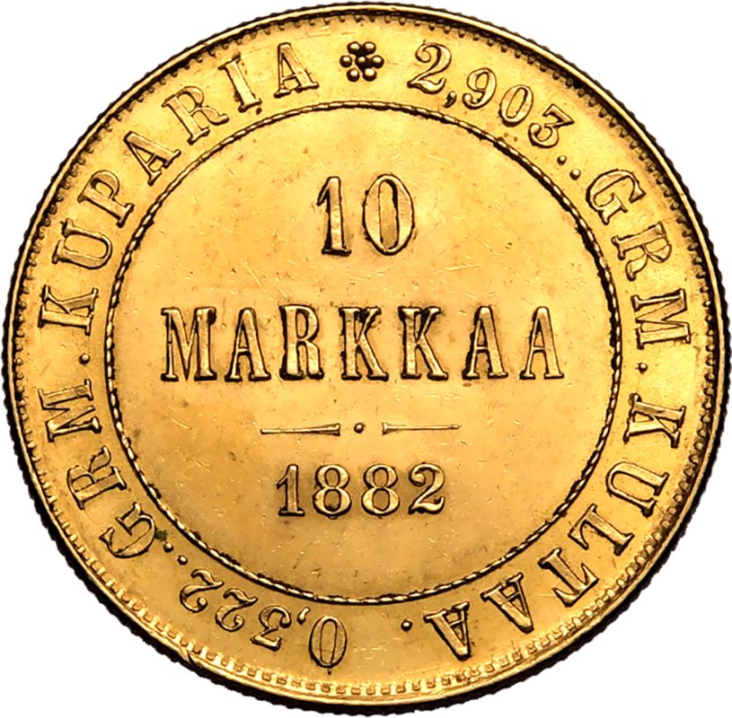 Finland Nicholas II 1882 Gold 10 Markkaa - Image 3 of 3