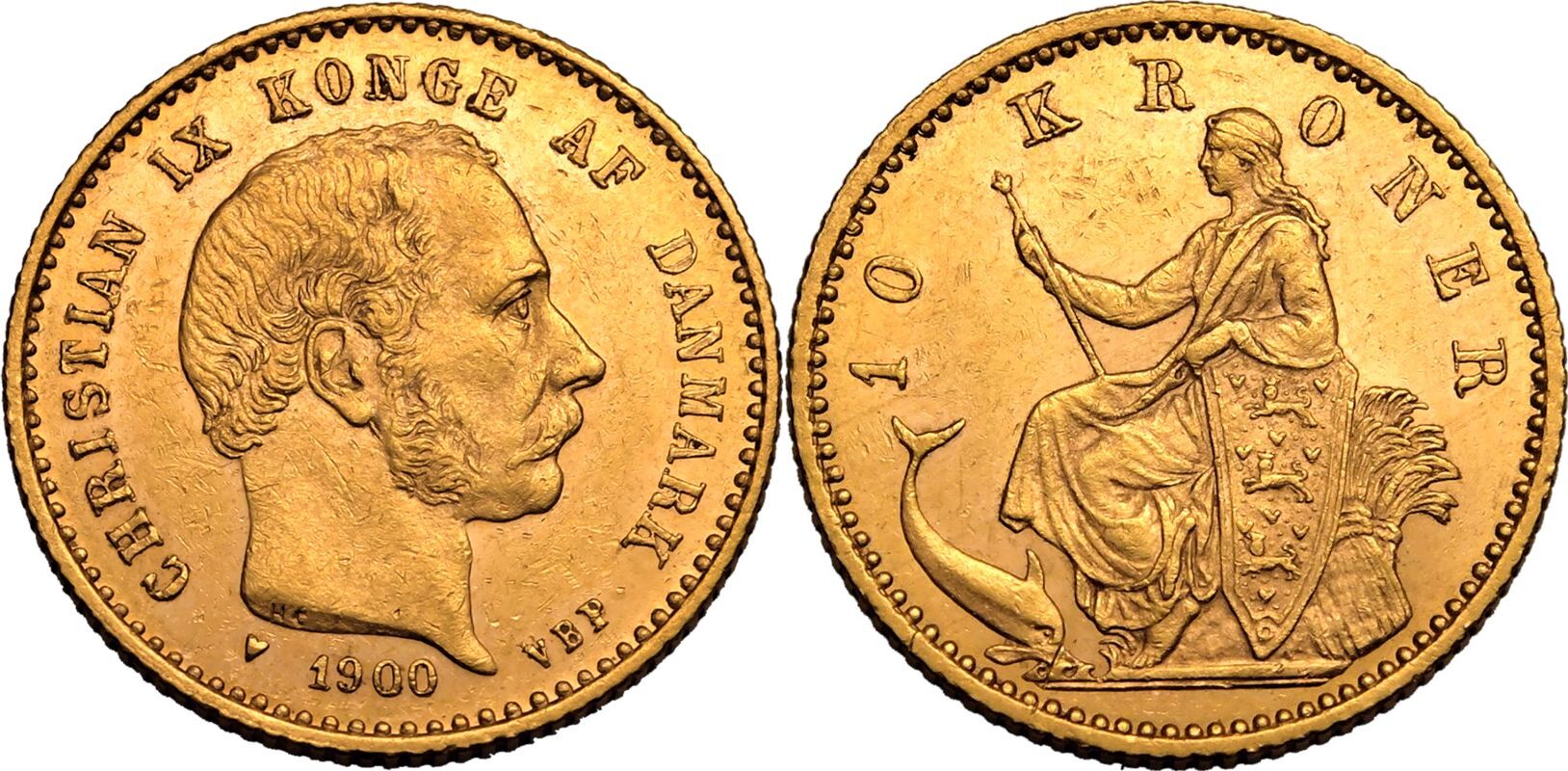 Denmark Christian IX 1900 HC/VBP Gold 10 Kroner