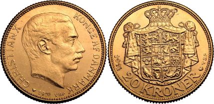 Denmark Christian X 1914 AH Gold 20 Kroner