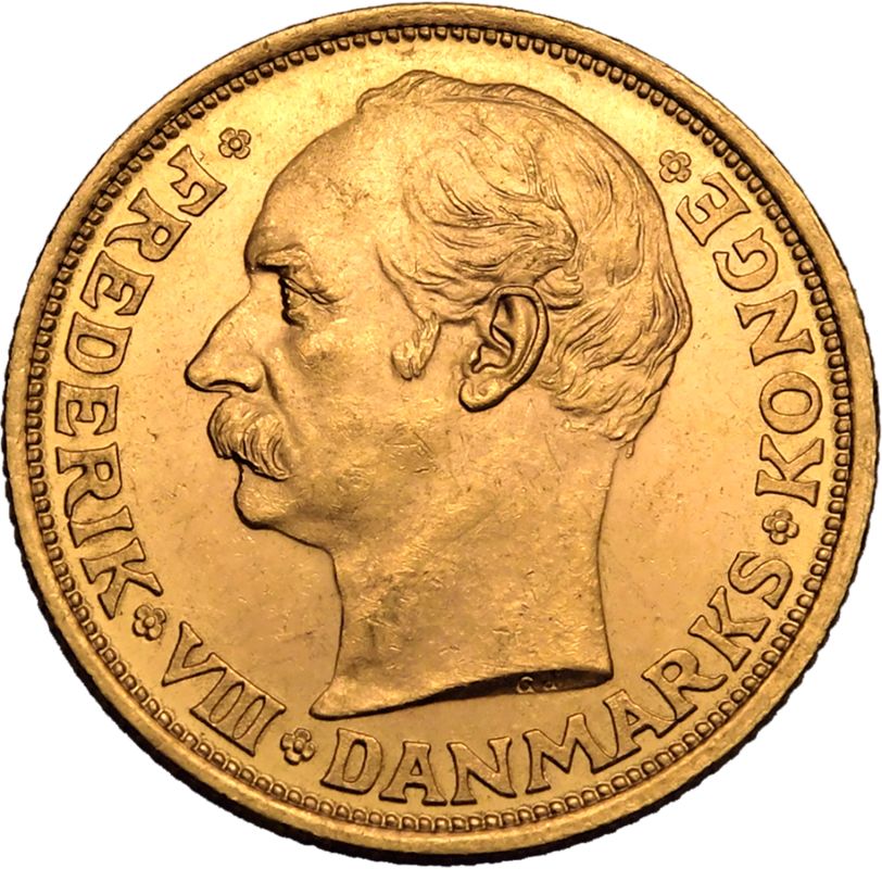 Denmark Frederik VIII 1911 VBP; GJ Gold 20 Kroner - Image 2 of 3