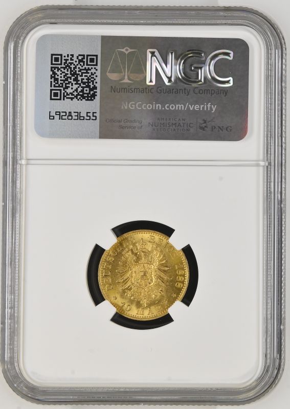 Germany: Prussia 1888 A Gold 10 Mark Friedrich III NGC MS 65 - Image 6 of 7