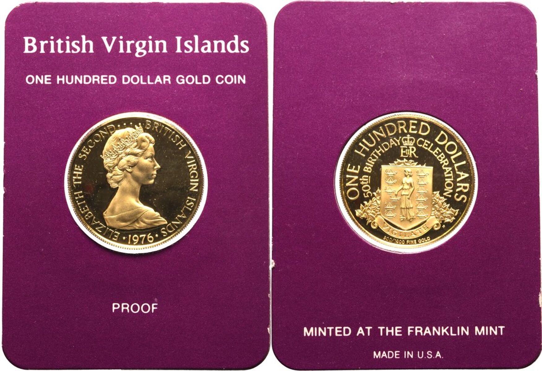 British Virgin Islands Elizabeth II 1976 Gold 100 Dollars Box & COA - Image 4 of 7