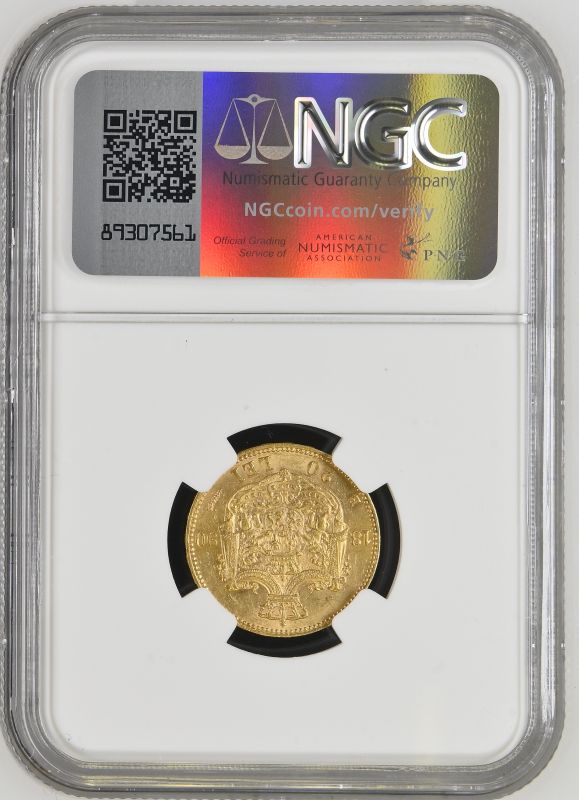 Romania Carol I 1890 Gold 20 Lei NGC AU 58 - Image 6 of 7