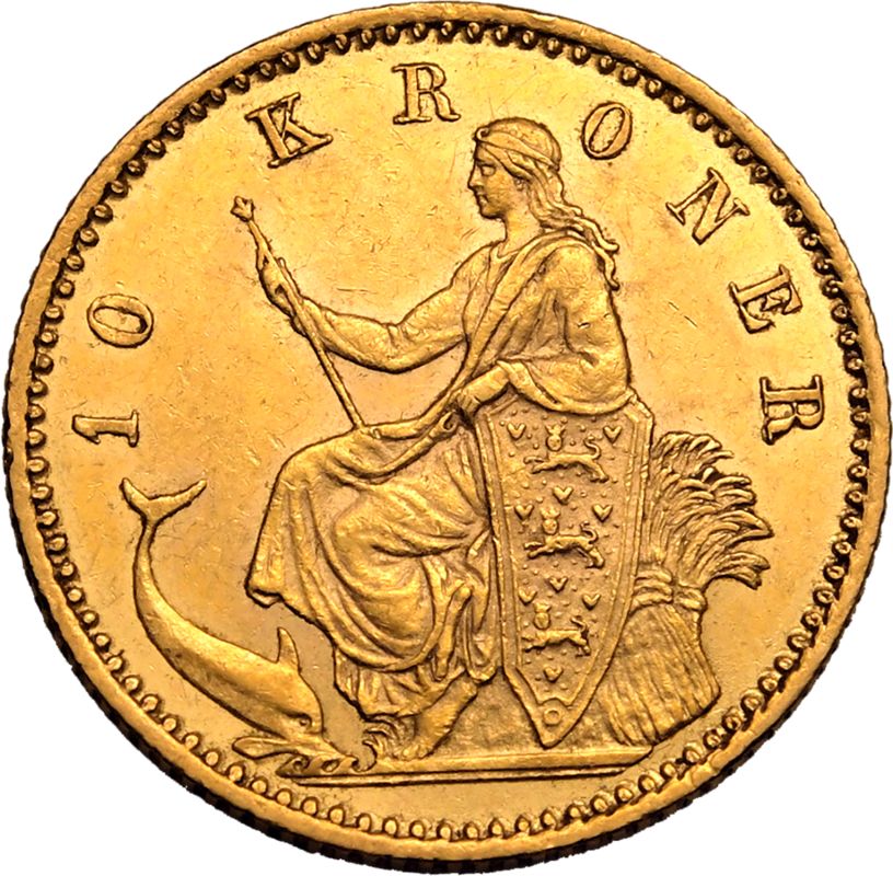Denmark Christian IX 1890 HC/CS Gold 10 Kroner - Image 3 of 3