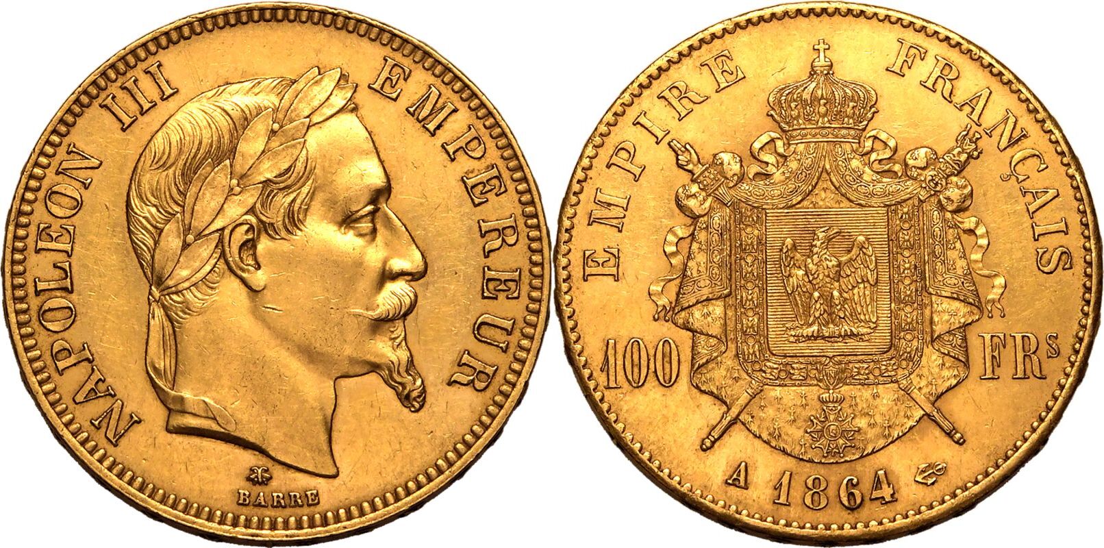 France Napoleon III 1864 A Gold 100 Francs