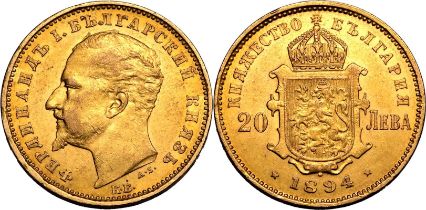 Bulgaria Ferdinand I 1894 Gold 20 Lewa