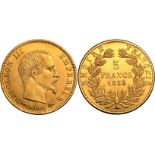 France Napoleon III 1859 A Gold 5 Francs