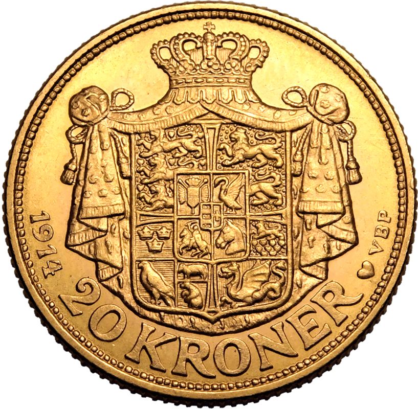 Denmark Christian X 1914 AH GJ Gold 20 Kroner - Bild 3 aus 3