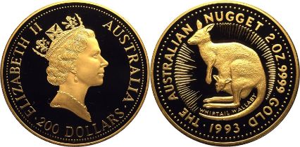 Australia Elizabeth II 1993 Gold 200 Dollars Proof Box & COA