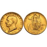 Italy 1931 R Gold 100 Lire (100 ITL) Vittorio Emanuele III