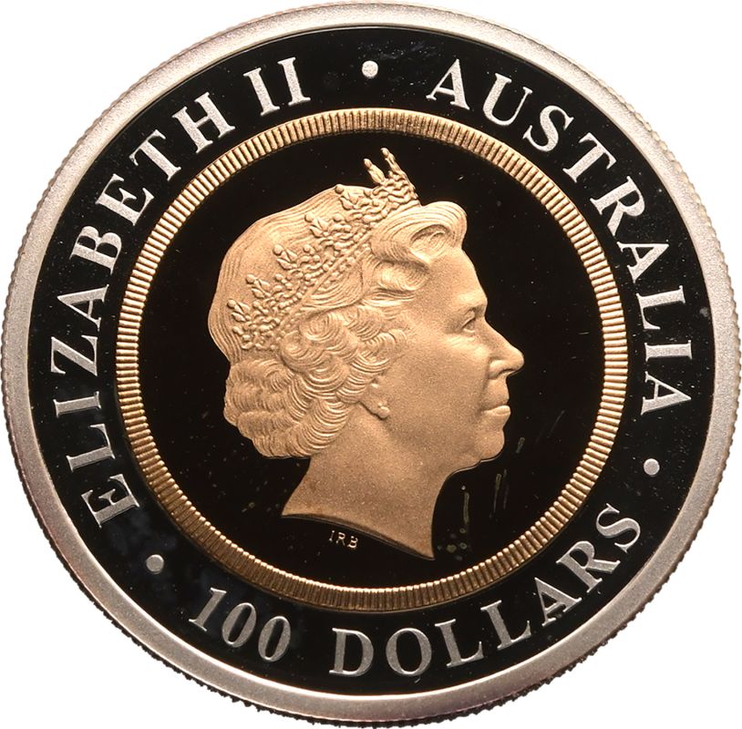 Australia Elizabeth II 1999 Bi-Metallic Gold (.916) center in Silver (.999) ring 100 Dollars 100th A - Image 2 of 3