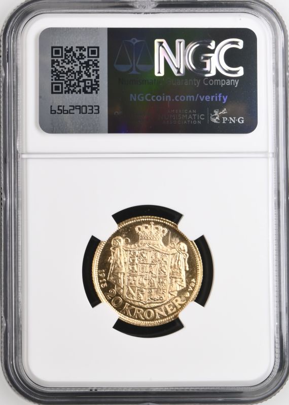 Denmark Christian X 1913 AH Gold 20 Kroner NGC MS 65 - Image 6 of 7