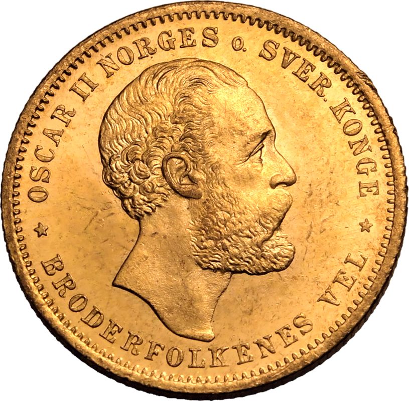 Norway Oscar II 1875 Gold 20 Kroner - Image 2 of 3