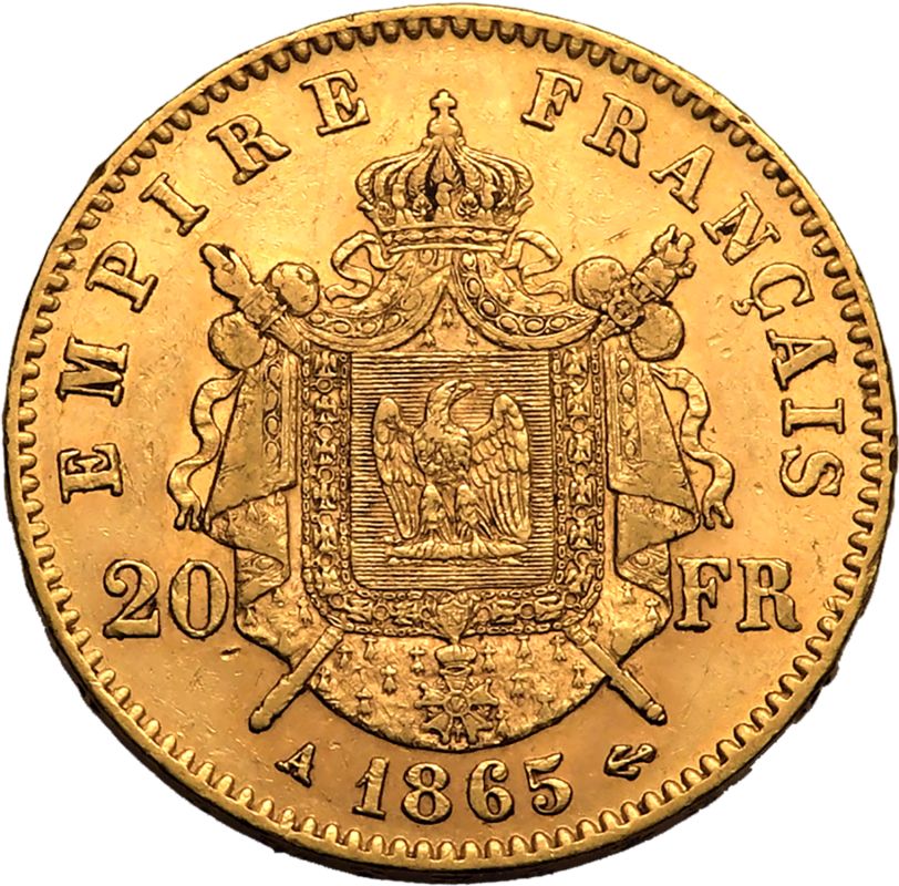 France Napoleon III 1865 A Gold 20 Francs - Image 3 of 3