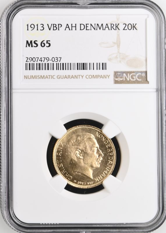 Denmark Christian X 1913 AH Gold 20 Kroner NGC MS 65 - Image 5 of 7