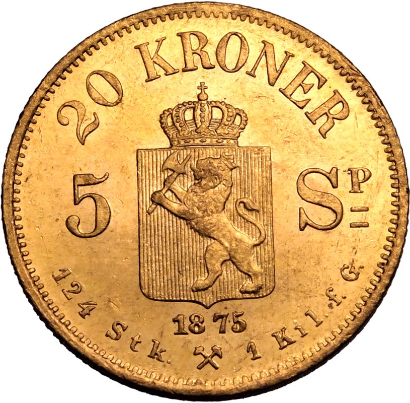 Norway Oscar II 1875 Gold 20 Kroner - Image 3 of 3