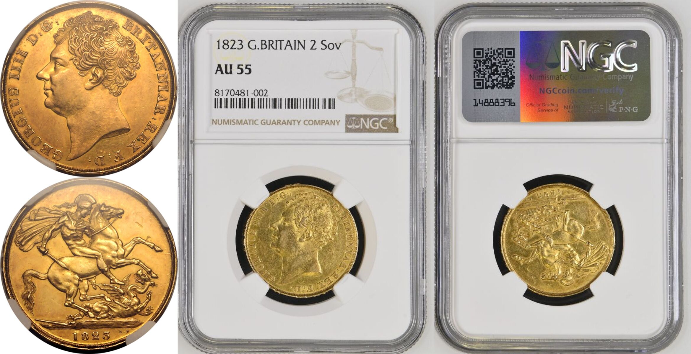 1823 Gold 2 Pounds (Double Sovereign) NGC AU 55 - Image 7 of 7