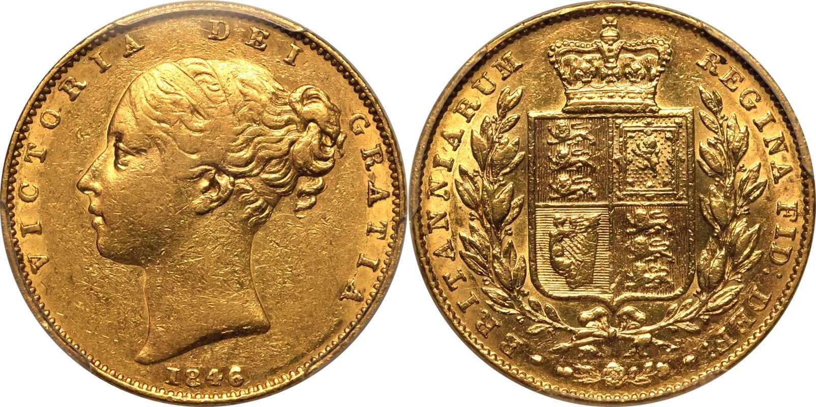1846 Gold Sovereign Roman I PCGS AU50