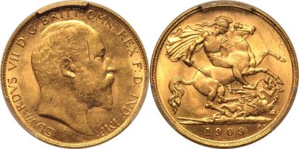 1909 M Gold Half-Sovereign PCGS MS62