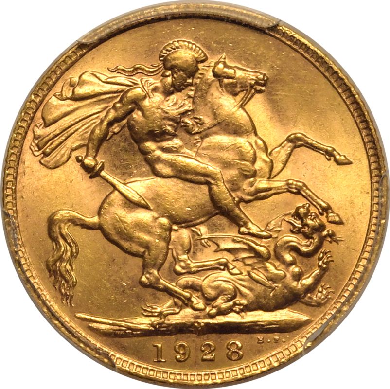 1928 M Gold Sovereign PCGS MS63 - Image 3 of 5