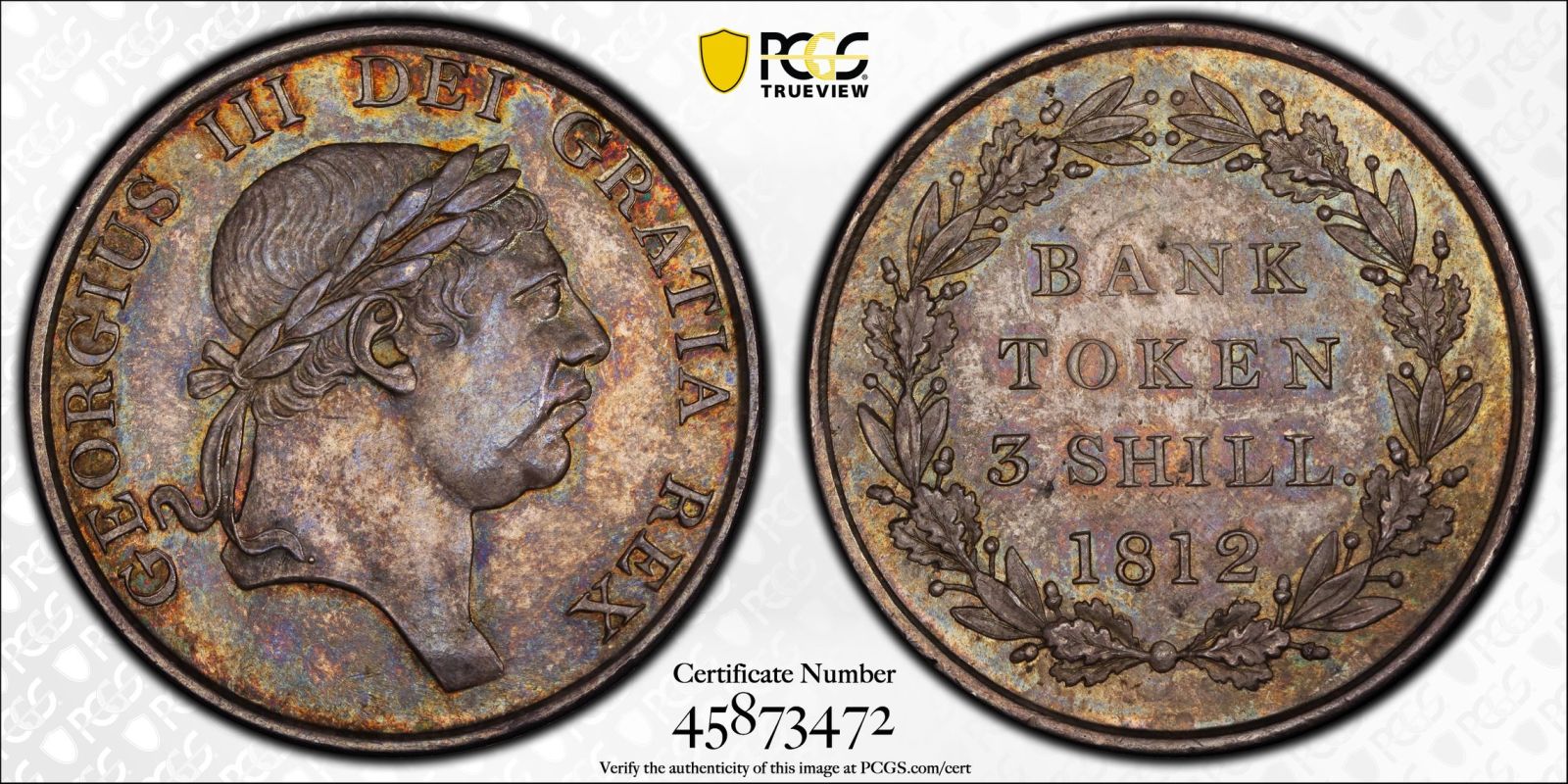 1812 Silver 3 Shillings PCGS MS64 - Image 4 of 5