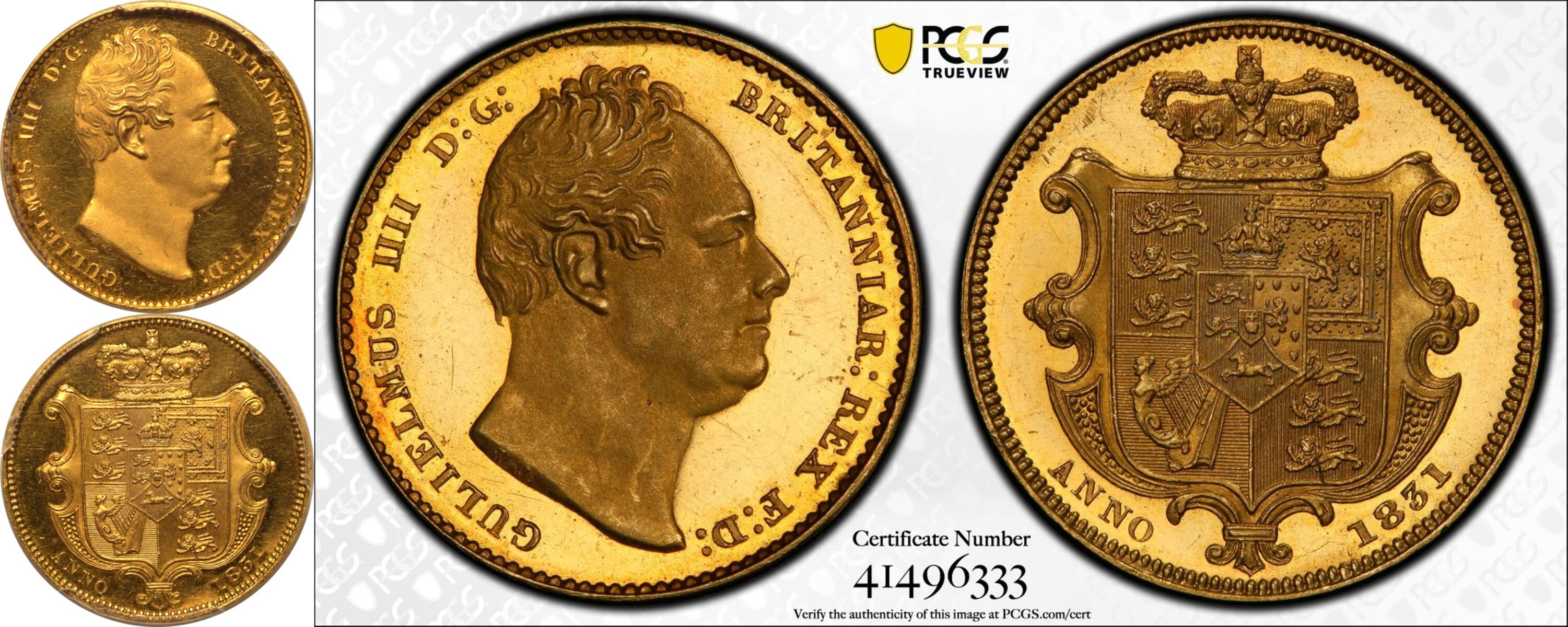 1831 Gold Sovereign Proof - Plain edge, Second bust PCGS PR63 DCAM - Image 5 of 5