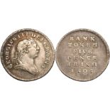 Ireland George III 1805 Silver Five Pence Bank Token Good fine