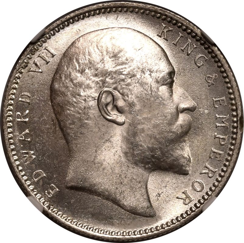 India: British Edward VII 1906 Silver 1 Rupee NGC MS 63 - Bild 2 aus 7