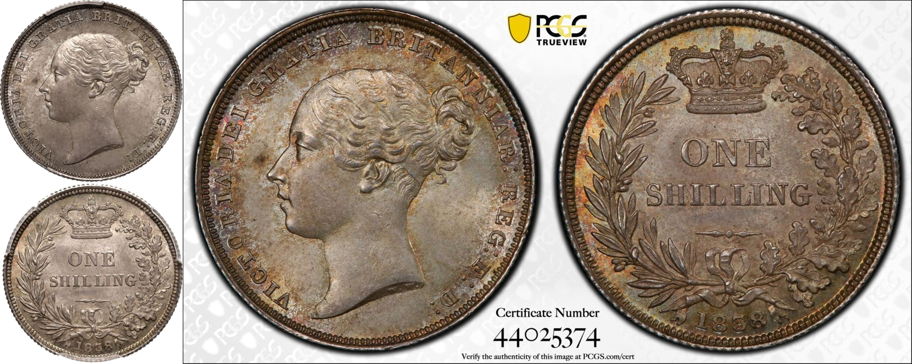 1838 Silver Shilling PCGS MS64+ - Image 5 of 5