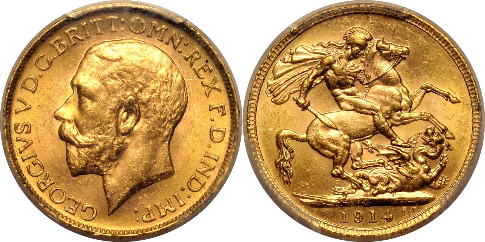 1914 C Gold Sovereign PCGS MS63