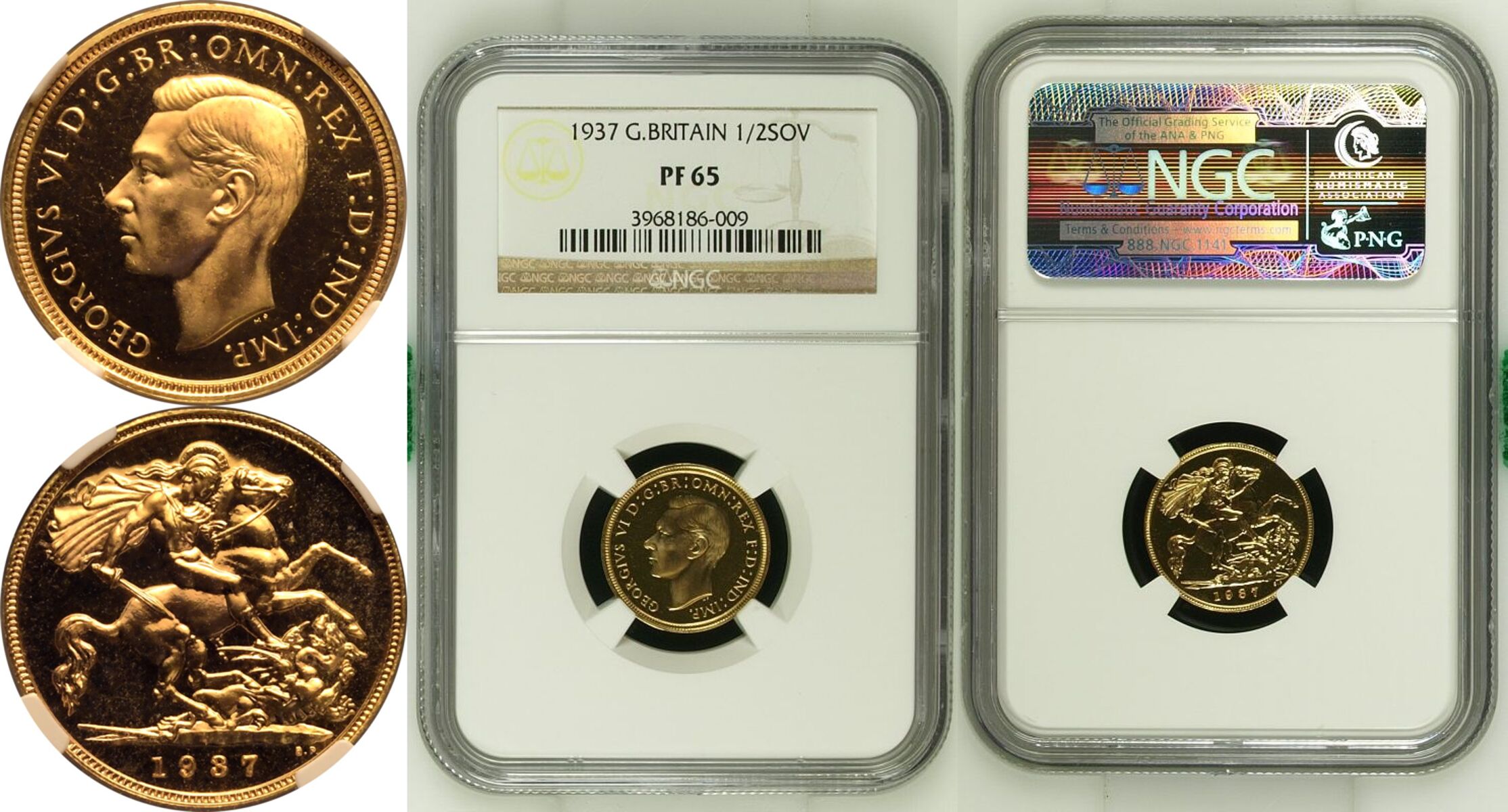 1937 Gold Half-Sovereign Proof NGC PF 65 - Image 7 of 7
