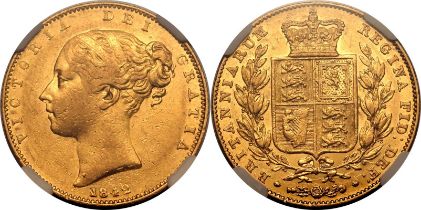 1842 Gold Sovereign Unbarred 'A's NGC XF 45